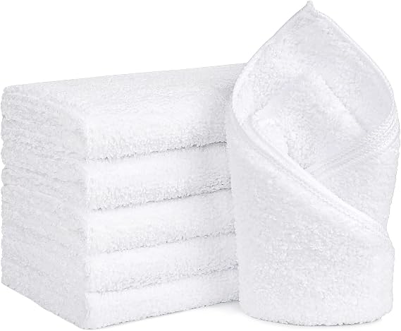Orighty 6-Pack White Hand Towels - Quick Drying & Absorbent Microfiber Gym Towels 16x28 inches - Lightweight & Thin Whit