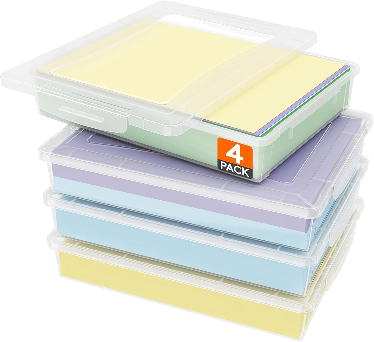 5 Qt Clear Storage Bins with Lids, 4 Pcs