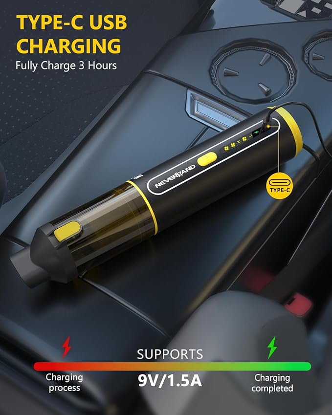 NEVERLAND Car Vacuum - 20000Pa Powerful Suction Mini Vacuum Cleaner Blowing & Inflating 4-in-1 Portable Vacuum Cordless for Car, Office Desk, Keyboards