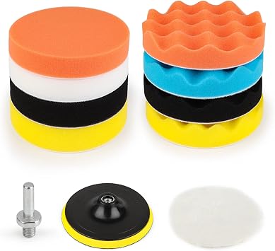 Kshineni 5 Inch(125 mm) Drill Polishing Pads 11 Pcs Car Polishers and Buffers Compound Buffing Kits Drill Attactment for