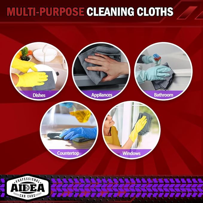 AIDEA Microfiber Cleaning Cloth Grey, 600PK, Microfiber Towels for Cars, Shop Towels Cleaning Rags, Premium Wash Cloths, Absorbent Towel for SUVs, House, Kitchen, Commercial, Cleaning Supplies 12×12"