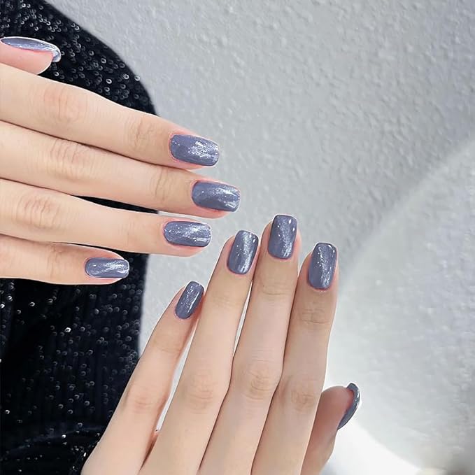 Nail Polish Strips, 32PCS Salon Quality Wraps, Long Lasting Gel Nail Stickers for Women Easy Apply& Remove (Blue Moonstone)