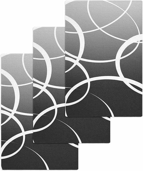 Geometric Gradient Grey Waffle Kitchen Hand Towels Set of 3,Super Absorbent & Quick Dry Hair Dish Bath Tea Golf Microfib