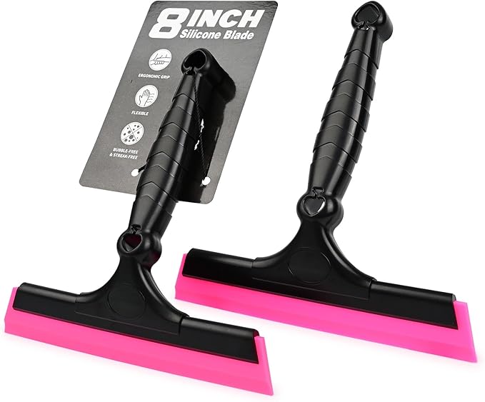 EHDIS 2PCS Flexible 8-Inch Silicone Squeegee Window Tint Tool Auto Water Blade, Shower Squeegee for Car Windshield, Glass, Tiles, and Smooth Surfaces