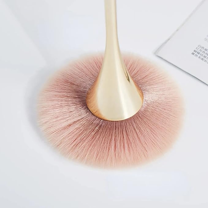 2Pcs Nail Dust Brush Cleaner for Acrylic, Dip Powder, Makeup, Blush - Large Manicure Clean Up Tool - Nail Art Brushes (Gold+Black)
