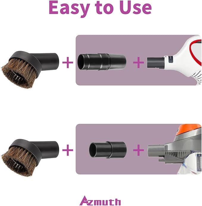 25mm Soft Horsehair Vacuum Brush Attachment with Vacuum Hose Adapter for Shark Vacuum Attachments, Vacuum Attachment for Shop Vac and Most Household Vacuum Cleaner - 3 Pcs