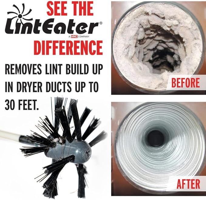 Gardus RLE30 LintEater Rotary Dryer Vent Cleaning System, Removes Lint, Extends Up to 30’
