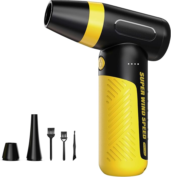 Electric Compressed Air Duster & Blower, 150000 RPM Super Power Adjustable Air Duster, 3 Speed Cordless Mini Blower, USB Rechargeable (5V/2A), Portable Dust Remover for Computer Keyboard Car