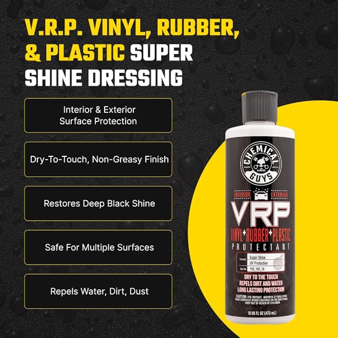 Chemical Guys VRP Vinyl, Rubber, and Plastic Dressing - Tire Dressing, Non-Greasy, Dry-to-the-Touch Shine for Tires, Trim, and More, Safe for Cars, Trucks, SUVs, RVs & More - 16 oz