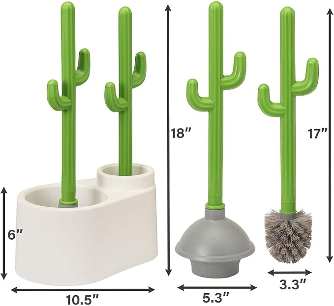 Cactus Toilet Plunger and Brush Set for Bathroom Cleaning - 1 Set