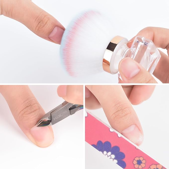 KADS Nail Dust Brush Makeup Brush Flower Shape Crystal Base Nail Cleaning Brush Manicure Pedciure Brush Tool (Pink Flower Shape)