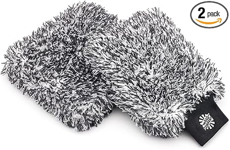 The Rag Company - The Cyclone Ultra Wash Mitt 8in x 9in and Cyclone Ultra Wash Pad 10in x 10in - 70/30 Blend Korean Micr
