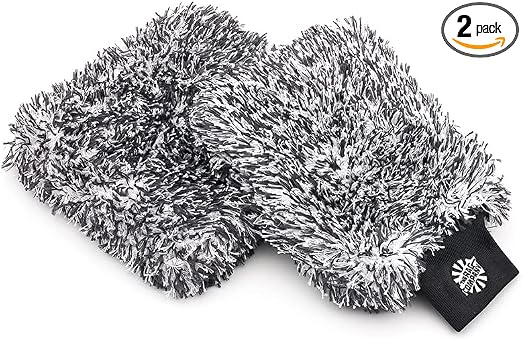 The Rag Company - The Cyclone Ultra Wash Mitt 8in x 9in and Cyclone Ultra Wash Pad 10in x 10in - 70/30 Blend Korean Micr