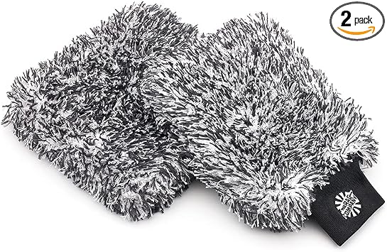 The Rag Company - The Cyclone Ultra Wash Mitt 8in x 9in and Cyclone Ultra Wash Pad 10in x 10in - 70/30 Blend Korean Micr