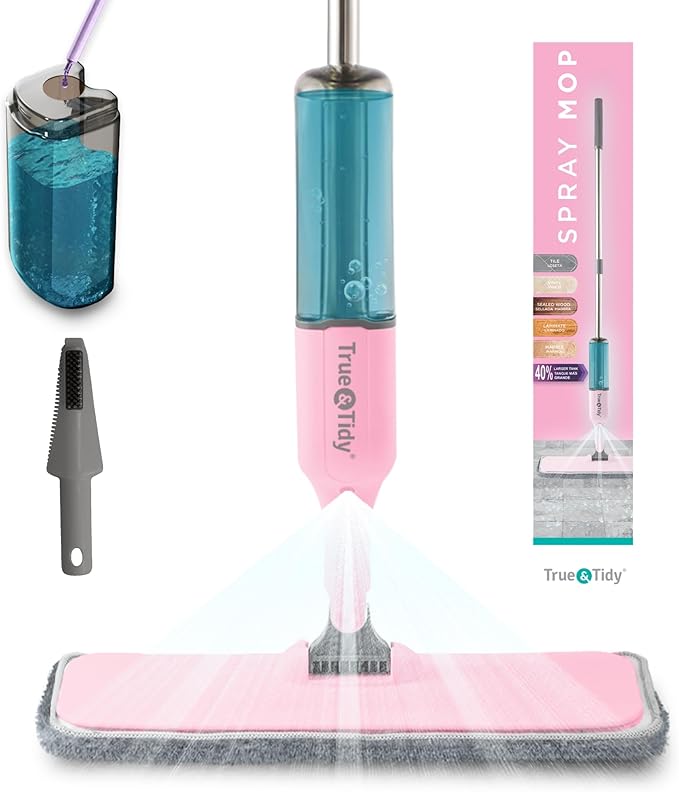 Heavy Duty Spray Mop for Floor Cleaning, Refillable Water Bottle, Use Any Cleaning Solution, Machine Washable Mop Pads, 360° Swivel Head