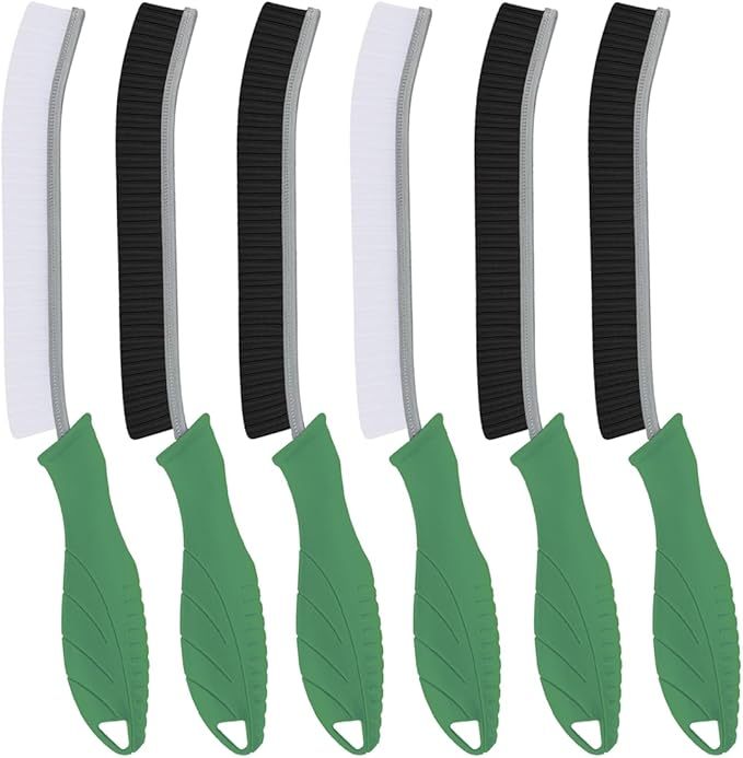 TQRR Hard Bristle Crevice Cleaning Brush-Thin Gap Scrub Brush, Small Cleaning Brush, Grout Brush, Kitchen Brush, Cleaning Tools for Toilet, Bathroom, Sink, Home, Household, Window (6, Green)