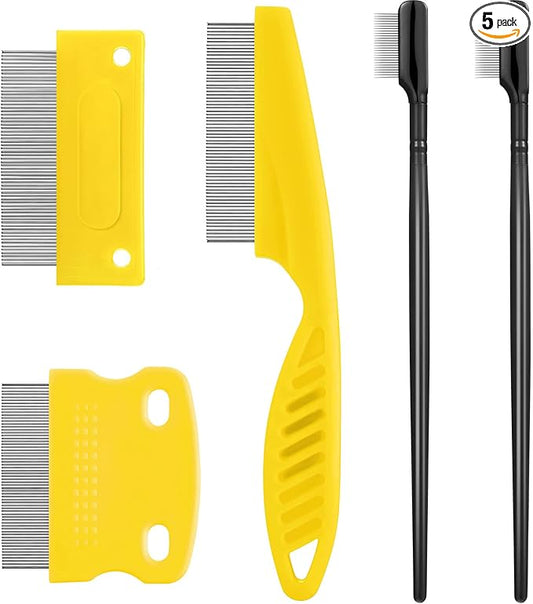 5 Pieces Dog Eye Combs Tear Stain Remover Combs Pet Grooming Comb for Small Dogs Gently Removing Eye Mucus and Crust (Yellow, Black)