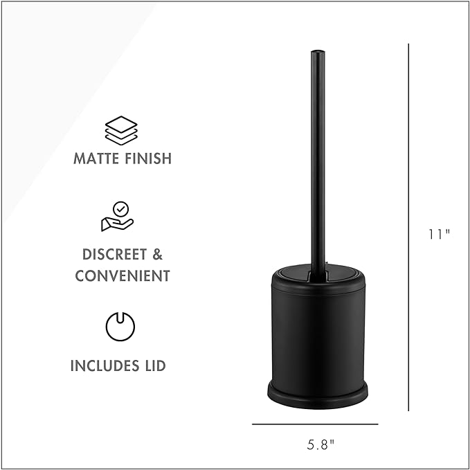 ToiletTree Products Deluxe Toilet Brush with Lid - Black