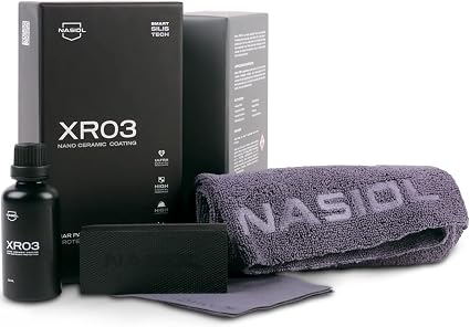 Nasiol XR03 Nano Ceramic Coating Kit – Advanced Paint Protection for Cars, Highly Hydrophobic, High Gloss Finish, One La