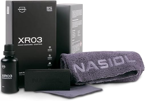 Nasiol XR03 Nano Ceramic Coating Kit – Advanced Paint Protection for Cars, Highly Hydrophobic, High Gloss Finish, One La