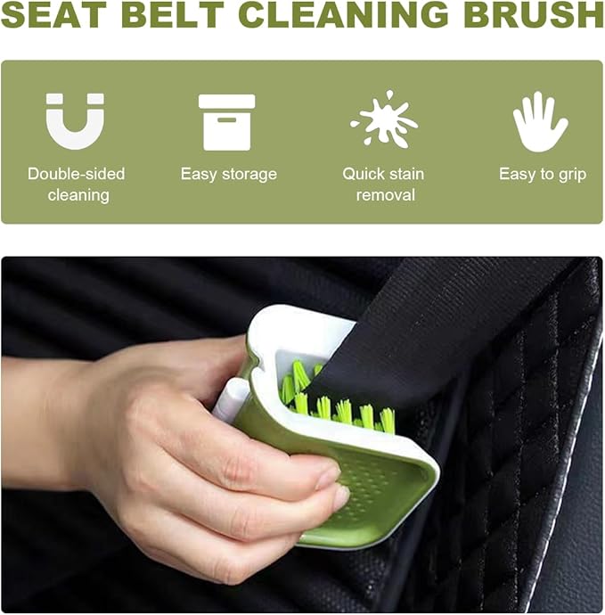 KVAEY Car Seat Belt Cleaning Brush, U-Shaped Auto Interior Washing Brush with Double-Sided Bristles, Closeable Safety Belt Bristle Scrubber Cutlery Cleaner Brush for Car Home (4 PCS)