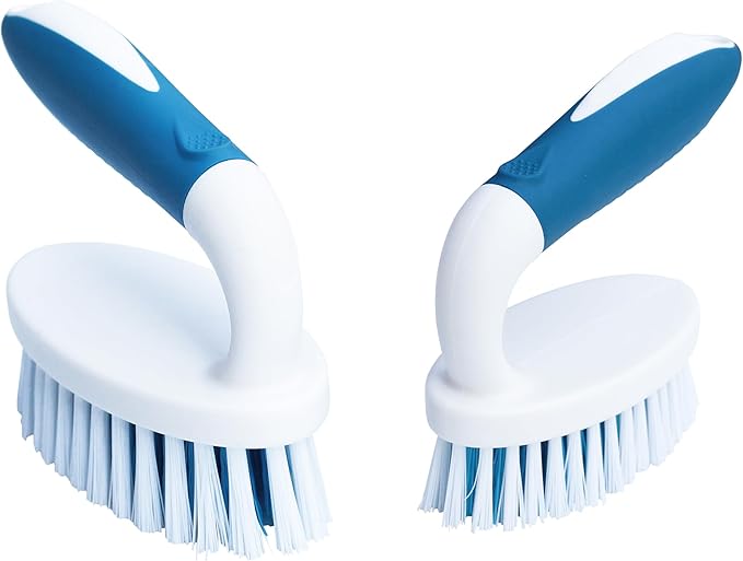 Scrub Brush, 2 Size Household Cleaning Brushes with Stiff Bristles, Scrubbing Brush for Carpet, Shower, Bathtub, Kitchen, Pool Tile, Bathroom Scrubber