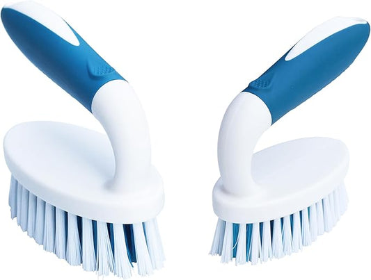 Scrub Brush, 2 Size Household Cleaning Brushes with Stiff Bristles, Scrubbing Brush for Carpet, Shower, Bathtub, Kitchen, Pool Tile, Bathroom Scrubber