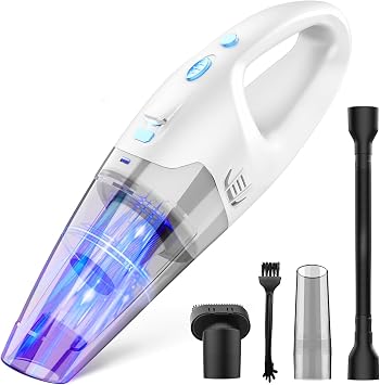 FUOAYOC Handheld Vacuum Cordless,Car Cordless Rechargeable, 6KPA Powerful Suction Hand Held Vacuum with LED Light/Multi 