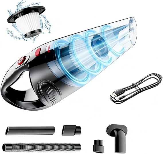 Hand Held Car Vacuum Cleaner - Portable Small Vacuum High Power Suction