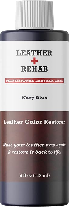 Leather Color Restorer - Navy Blue - Repair Couch, Car Seat, Furniture, Sofa, Bag, Shoes and Vinyl - 4 oz.