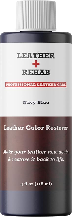 Leather Color Restorer - Navy Blue - Repair Couch, Car Seat, Furniture, Sofa, Bag, Shoes and Vinyl - 4 oz.