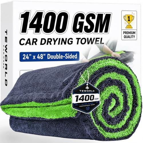 Car Drying Towel, Extra Large 48 x 24 Inch, 1400 GSM, Dual-Color