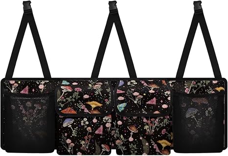 Mushroom Trunk Organizer for Car Women Oxford Cloth Back Seat Car Organizer Adjustable Car Back Seat Organizer with 4 Po