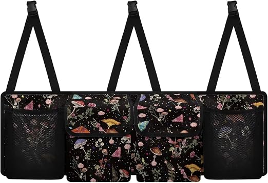Mushroom Trunk Organizer for Car Women Oxford Cloth Back Seat Car Organizer Adjustable Car Back Seat Organizer with 4 Po