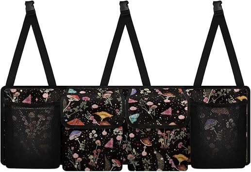 Mushroom Trunk Organizer for Car Women Oxford Cloth Back Seat Car Organizer Adjustable Car Back Seat Organizer with 4 Po