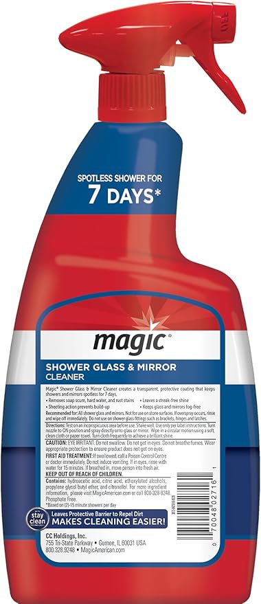 MAGIC Shower Glass and Mirror Cleaner Spray Bundle, Fog & Streak Free, Removes Soap Scum, Rust Stains, Fingerprints, Dirt, and Hard Water, Perfect for Shower Doors, Window, Glass Surfaces, 28 Fl Oz
