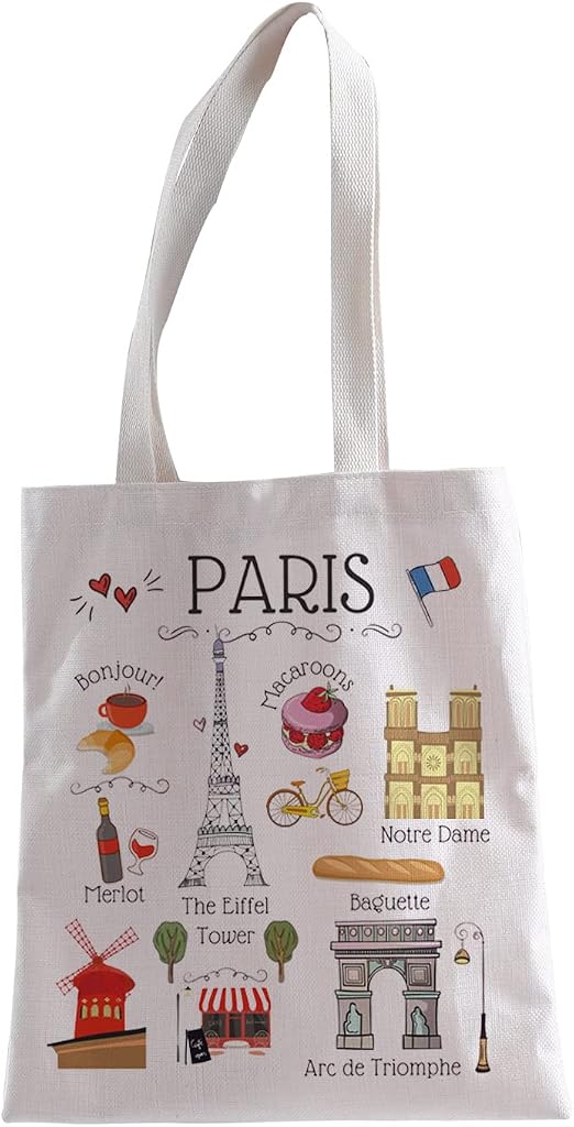XYANFA Paris Shopping Bag - Lover's Gifts for France Travel, Vocation Tote
