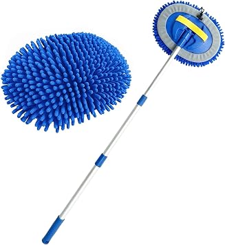 41" Car Wash Brush Kit Mitt Mop Sponge, Car Washing Mop with Scalable Long Handle, Chenille Microfiber Car Cleaning Brus