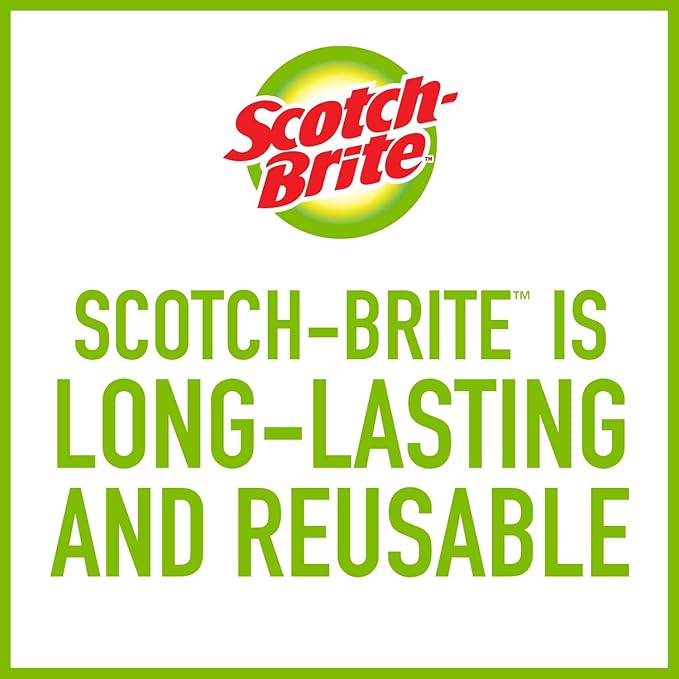 Scotch-Brite Heavy Duty Scouring Pad,Dish Scrubber for Kitchen + Outdoor,8 Scrub Pads for Uncoated Pots and Pans,Cast Iron Cooktops,Grill Grates,Oven Racks,& BBQ,Durable,Long-Lasting,(Pack of 12)