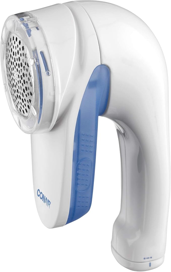 Conair Fabric Shaver and Lint Remover, Battery-Operated Portable Clothes Shaver with 3 Settings, Fuzz Remover for Sweaters, Clothing and Furniture, Large 2-Inch Shaving Head, White
