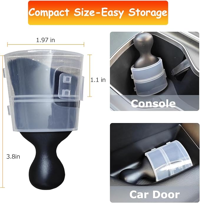 2PCS Car Detailing Brush Car Cleaning Brush Interior, Soft Bristle Dusting Brush Car Interior Cleaning Tool Car Dash Duster Brush for Dashboard, Leather, Air Vents, Computer, Keyboard(Black with Cap)