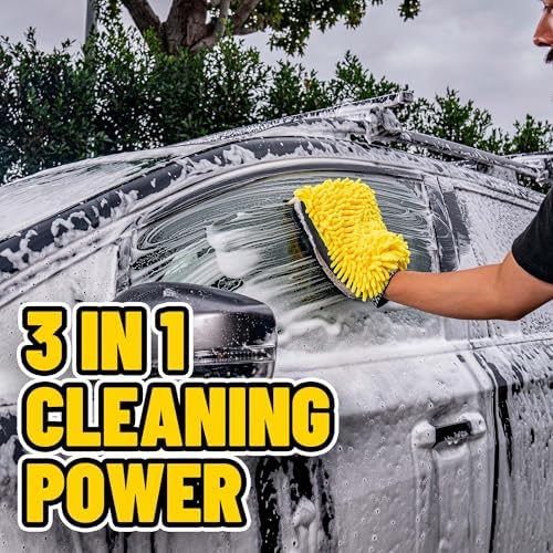 Three-Way Plush Microfiber Wash Mitt, Scratch-Free, 2 Pack