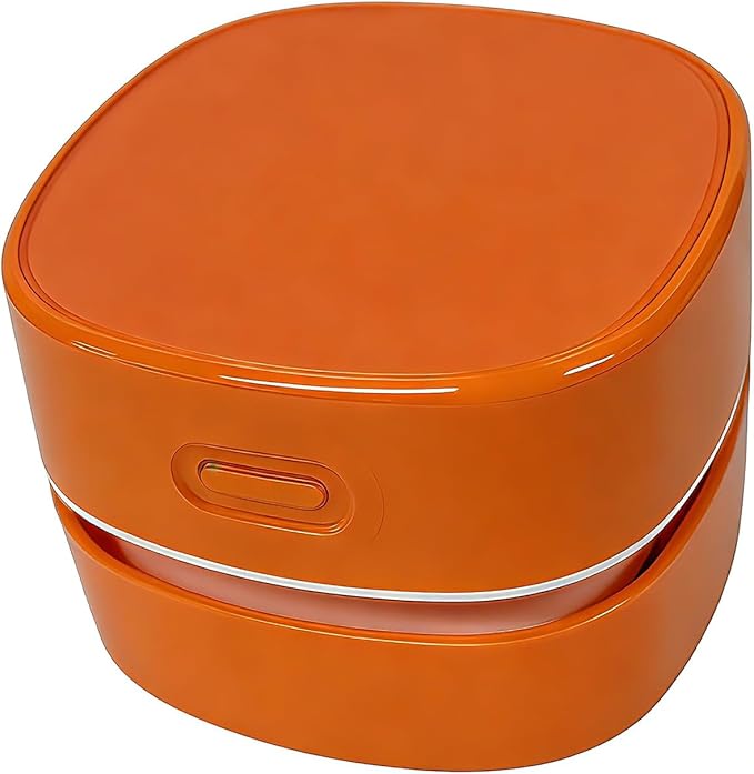 Mini Desk Vacuum Cleaner, Rechargeable Cordless Handheld Crumb Sweeper for Home Office School Cars, Premium Table Dust Vacuums, Orange