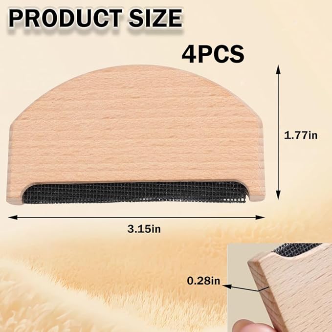 4 Pcs Wooden Sweater Comb Sweater Care Tool Fabric Defuzzer Pilling Shaver for Sweaters Knits Scarves Gentle Fabrics Portable Efficient Cleaning