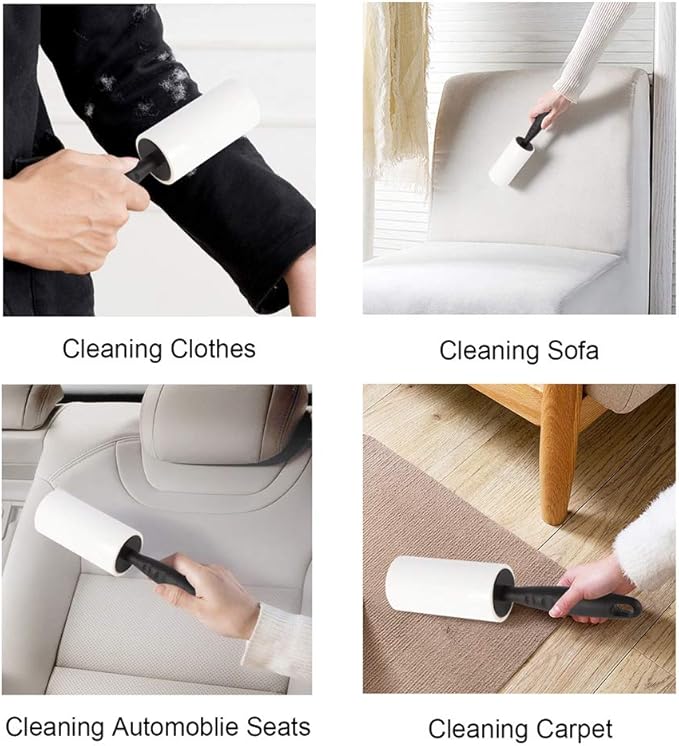 COMMEMA Lint Rollers for Pet Hair Extra Sticky, Pet Hair Remover Set Brush for Dog & Cat Hair Removal, Clothes, Furniture, 2 Handles with 4 Refills, 240 Total Sheets