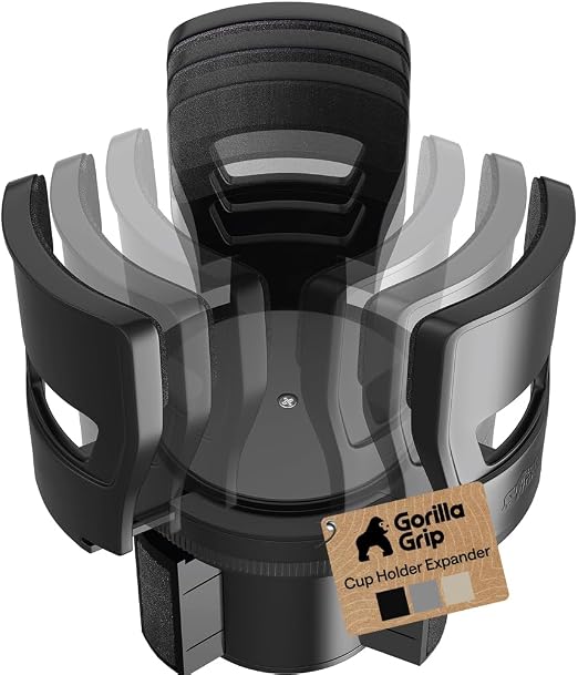 GORILLA GRIP Patent Pending Adjustable Car Cup Holder Expander, Black