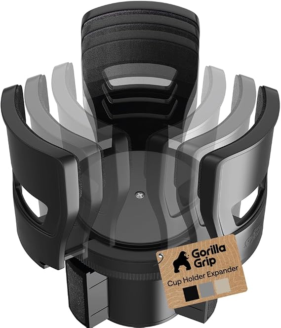 GORILLA GRIP Patent Pending Adjustable Car Cup Holder Expander, Black