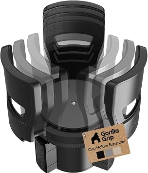 GORILLA GRIP Patent Pending Adjustable Car Cup Holder Expander, Black