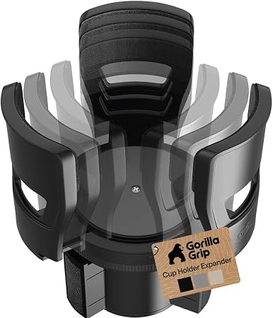 GORILLA GRIP Patent Pending Adjustable Car Cup Holder Expander, Black