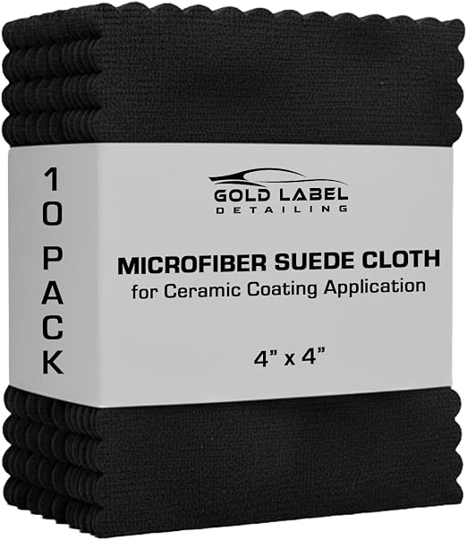 Microfiber Suede Cloth for Ceramic Coating Application 4" x 4" | Ultra Soft Edgeless Cloth for Use with A Foam Applicato